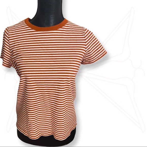 Madewell Tops - Madewell Orange and White Striped Shirt Size M